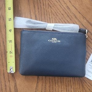 COACH corner zip wallet NWT Midnight leather